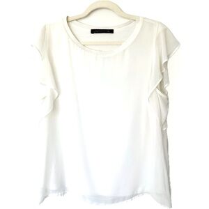 Elegant White Ruffle Sleeve Top